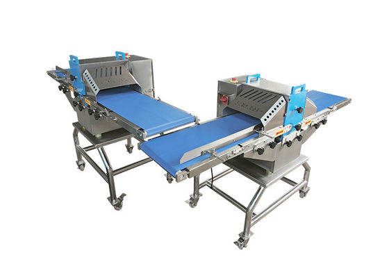 300 mm'lik beslenme içi ticari domuz eti karnı et şeritleri ve küp kesme makinesi 500 kg/saat